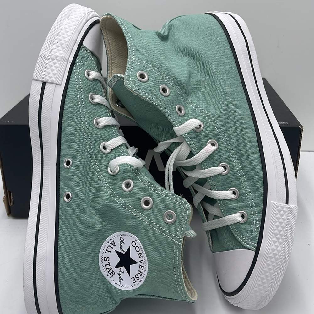 Converse Men’s High Tops in Mint Green Chuck Taylor All Star Canvas Sneakers - Picture 11 of 16